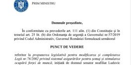  Aviz pe proiectul care stabileste ca statul sa suporte 50% din salariul romanilor care se intoc in tara. Guvernul a luat hotararea (Document)