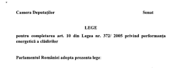 PERFORMANTA ENERGETICA A CLADIRILOR: REGULI NOI – Legea, depusa in Senat. Minim 30% din consum, din surse regenerabile. Domeniile vizate (Document)