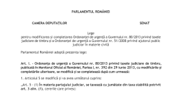 Taxe mai mici. Guvernul a decis reducerea valorii timbrului judiciar in ceea ce priveste actiunile si cererile introduse la instantele judecatoresti (Document)