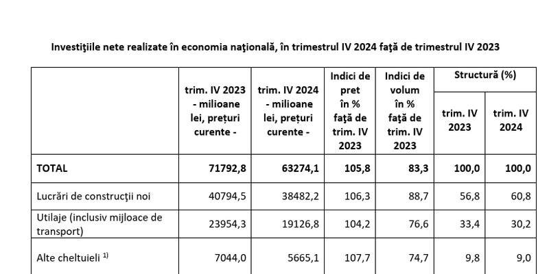 Investitiile in economie au scazut