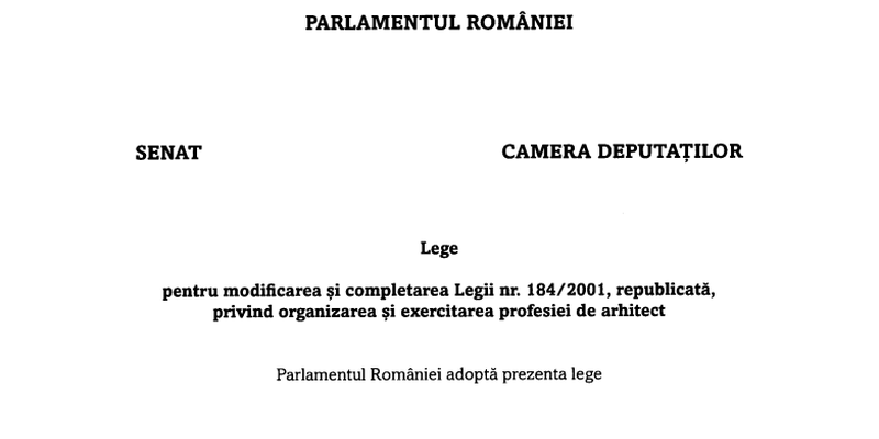 Lege pentru arhitecti. Proiectul aflat in Senat stabileste functiile pe care le pot ocupa romanii din aceasta categorie profesionala (Document)