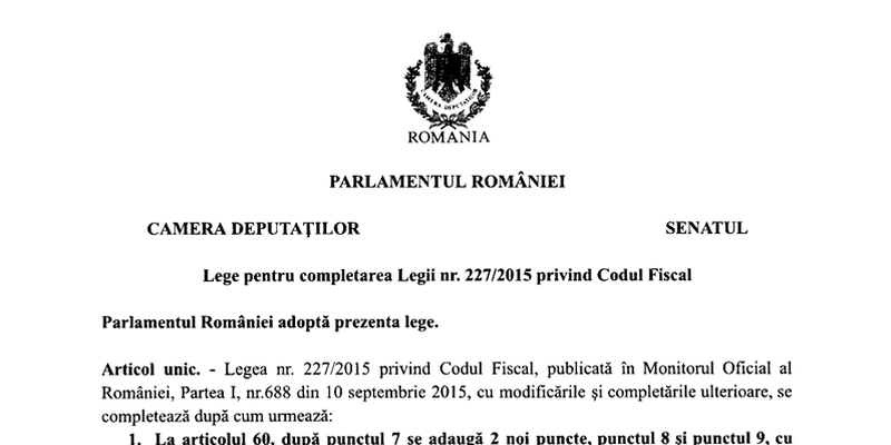 Modificarea Codului fiscal, in Senat. Anumite categorii de romani ar putea fi scutite de plata impozitelor (Document)