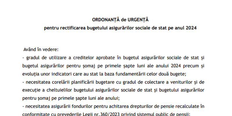 Ordonanta pentru banii de pensii: se majoreaza veniturile bugetului asigurarilor sociale de stat (Document)