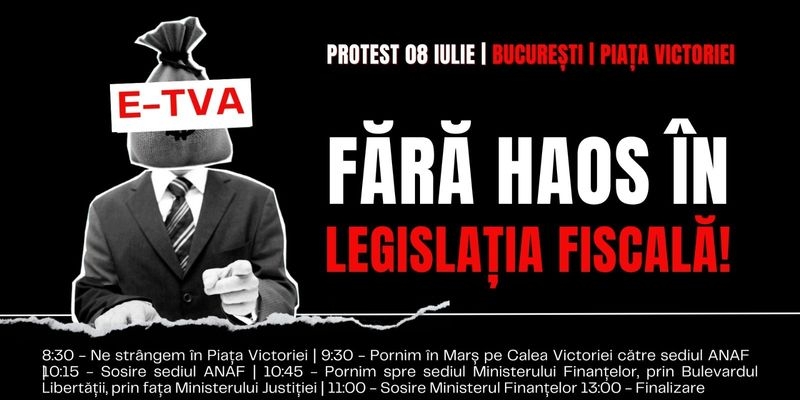 Protest pentru eliminarea e-TVA. Patronatul Antreprenorilor Contabili din Romania, la usa lui Bolos: “Fara haos in legislatia fiscala!”