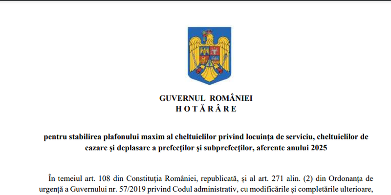 S-a stabilit cati bani primesc demnitarii de la stat pentru cazare (Document)